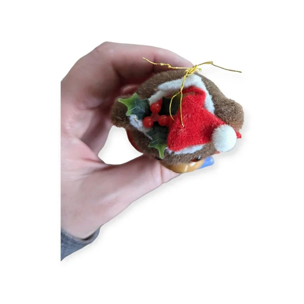 Vintage Jasco Christmas Teddies Flocked Ornament